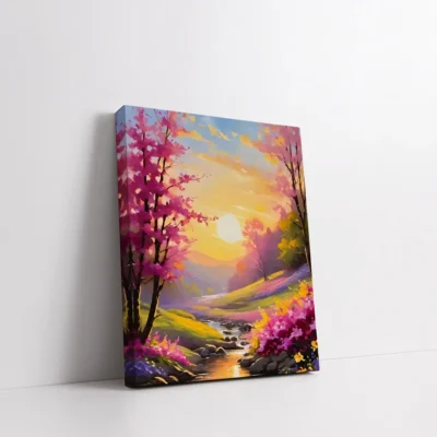 Spring Garden River at Sunset paint by numbers for adults DIY painting kit
