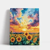 Sunflower Field at Dramatic Sunset paint by numbers for adults DIY painting kit