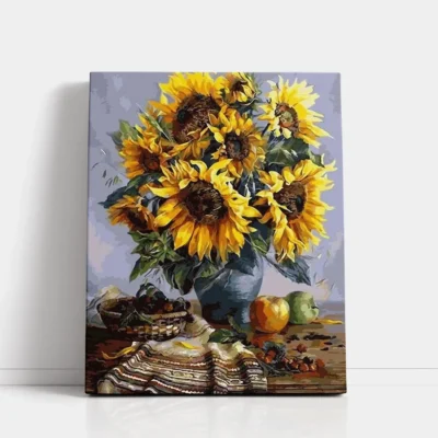Sunflowers Still Life with Fruit paint by numbers for adults DIY painting kit