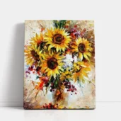 Sunflowers in Abstract Brush Style paint by numbers for adults DIY painting kit