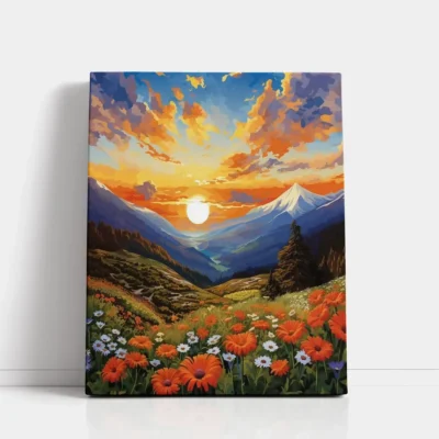 Sunset Over the Flowered Valley paint by numbers for adults DIY painting kit