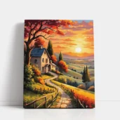 Sunset Path to the Country Home paint by numbers for adults DIY painting kit
