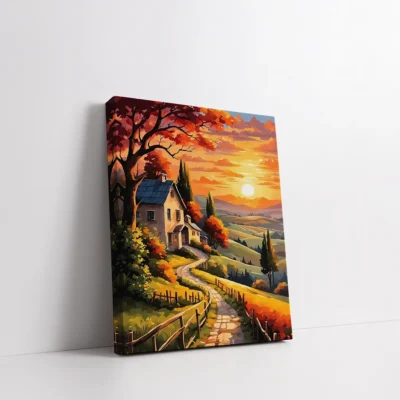 Framed Sunset Path to the Country Home paint by numbers country sunset wall art