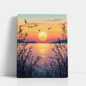 Sunset with Birds over Water paint by numbers for adults DIY painting kit