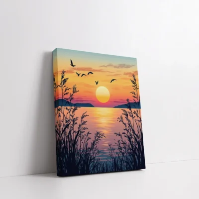 Sunset with Birds over Water paint by numbers for adults DIY painting kit