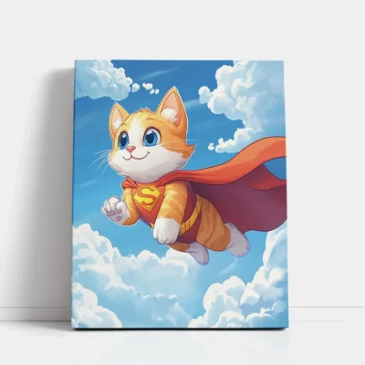 Superhero Flying Cat paint by numbers for adults DIY painting kit