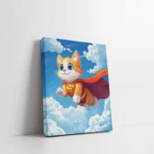Framed Superhero Flying Cat paint by numbers cat superhero wall art