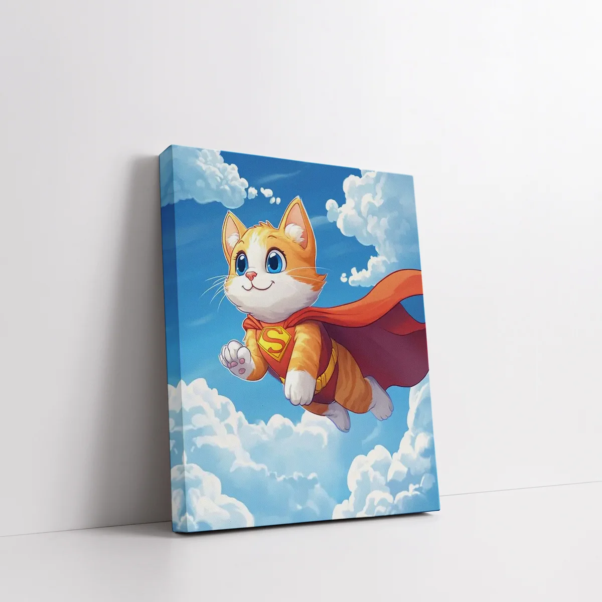 Superhero-Flying-Cat-2 Framed Superhero Flying Cat paint by numbers cat superhero wall art