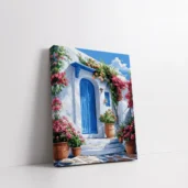 Framed The Blue Door of Paradise paint by numbers Mediterranean wall art