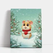 Tiny Mouse Love Bearer in Snow paint by numbers for adults DIY painting kit
