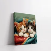 Framed Two Kittens Wrapped in Blanket paint by numbers cat wall art