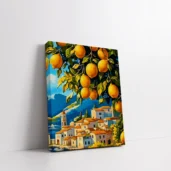 Framed Under the Lemon Tree paint by numbers Mediterranean citrus wall art