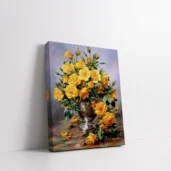 Framed Yellow Roses in Classic Vase paint by numbers floral wall art