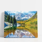 Autumn Mountain Lake Panorama paint by numbers for adults DIY painting kit