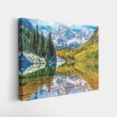 Framed Autumn Mountain Lake Panorama paint by numbers autumn landscape wall art