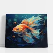 Flowing golden fish in deep water paint by numbers for adults