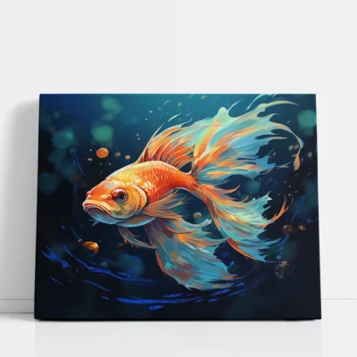 Flowing golden fish in deep water paint by numbers for adults