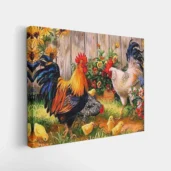 Framed Hen and Chicks in the Garden paint by numbers farmhouse wall art