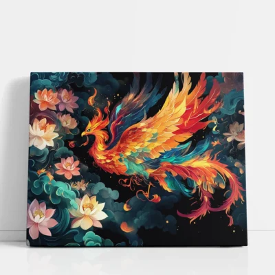 Phoenix among lotus blooms paint by numbers for adults