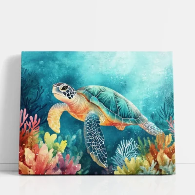 Sea turtle in coral reef paint by numbers for adults