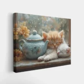 Cozy cat rainy window paint by numbers wall art