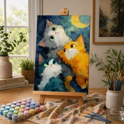 Cats Watching the Night Sky Paint By Numbers For Adults