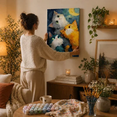 Cats Watching the Night Sky Paint By Numbers For Adults