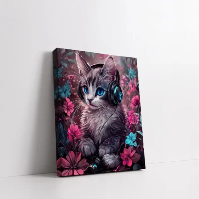 Cool Cat with Headphones Paint By Numbers For Adults