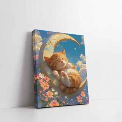 Dreamy Cat Over Moon Paint By Numbers For Adults