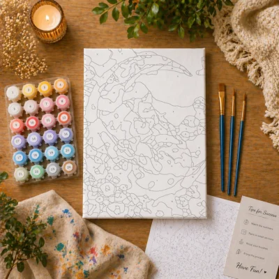 Dreamy Cat Over Moon Paint By Numbers For Adults