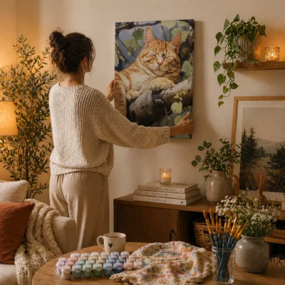 Lazy Cat on a Tree Branch Paint By Numbers For Adults
