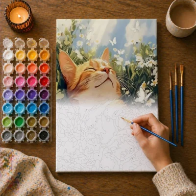 Peaceful Cat in the Meadow Paint By Numbers For Adults