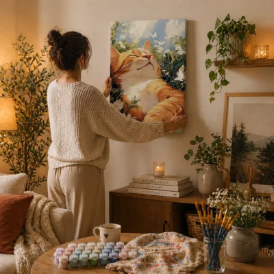 Peaceful Cat in the Meadow Paint By Numbers For Adults