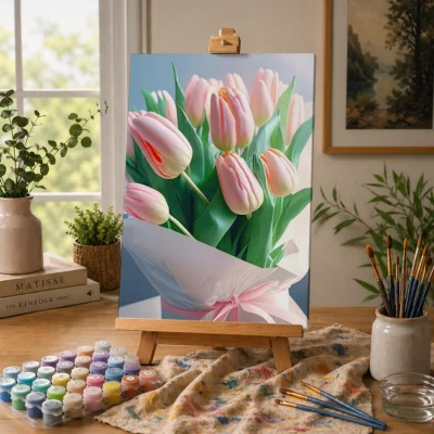 Blush Tulip Bouquet Paint By Numbers For Adults