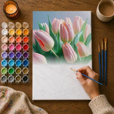 Blush Tulip Bouquet Paint By Numbers For Adults