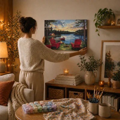 Campfire Lake Evening Paint By Numbers For Adults