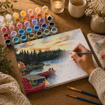 Campfire Lake Evening Paint By Numbers For Adults