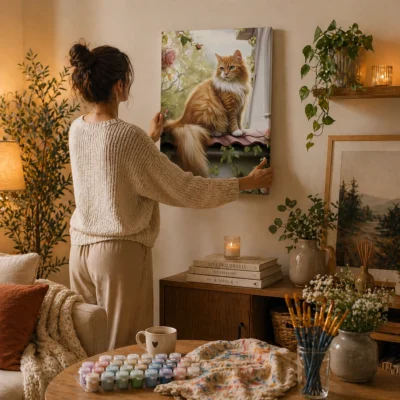 Cat on a Cottage Window Paint By Numbers For Adults