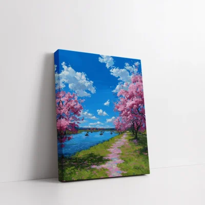 Cherry Blossom River Walk Paint By Numbers For Adults