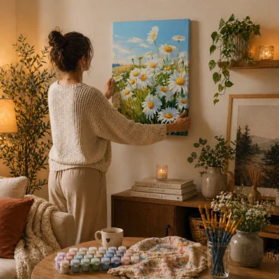 Daisy Meadow Under Blue Sky Paint By Numbers For Adults