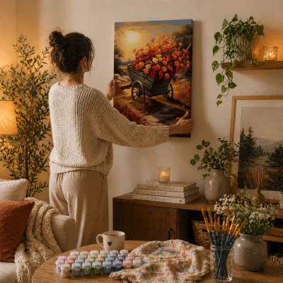 Flower Wagon and Sunset Paint By Numbers For Adults