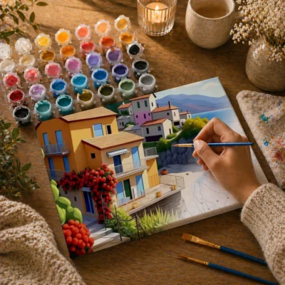 Mediterranean coastal street Paint By Numbers For Adults