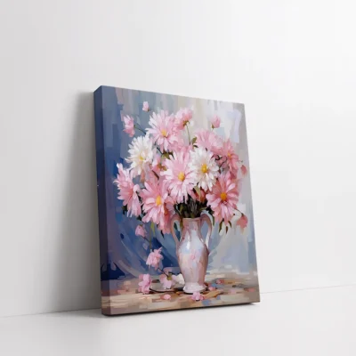 Pink flowers in vase Paint By Numbers For Adults