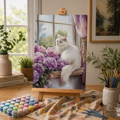 Resting Cat by Purple In Flowers Paint By Numbers For Adults