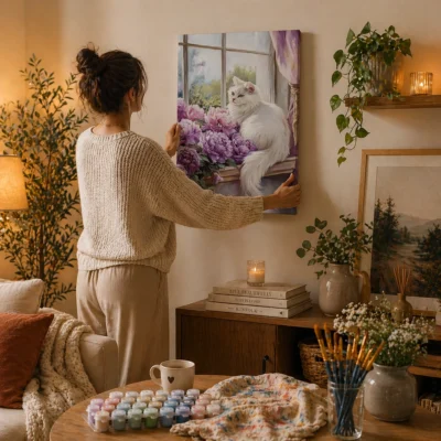 Resting Cat by Purple In Flowers Paint By Numbers For Adults