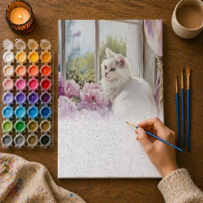 Resting Cat by Purple In Flowers Paint By Numbers For Adults
