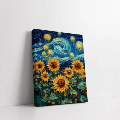 Sunflowers with Starry Night Style Sky Paint By Numbers For Adults