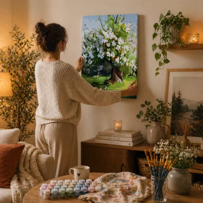White blossom tree Paint By Numbers For Adults