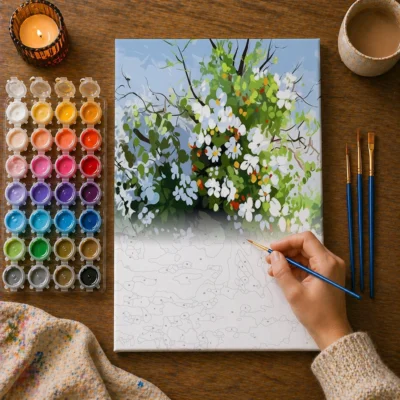 White blossom tree Paint By Numbers For Adults