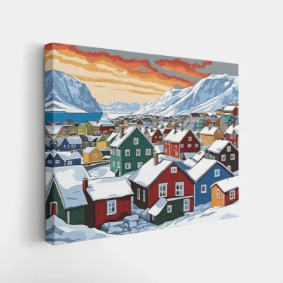 Winter Valley Village Paint By Numbers For Adults